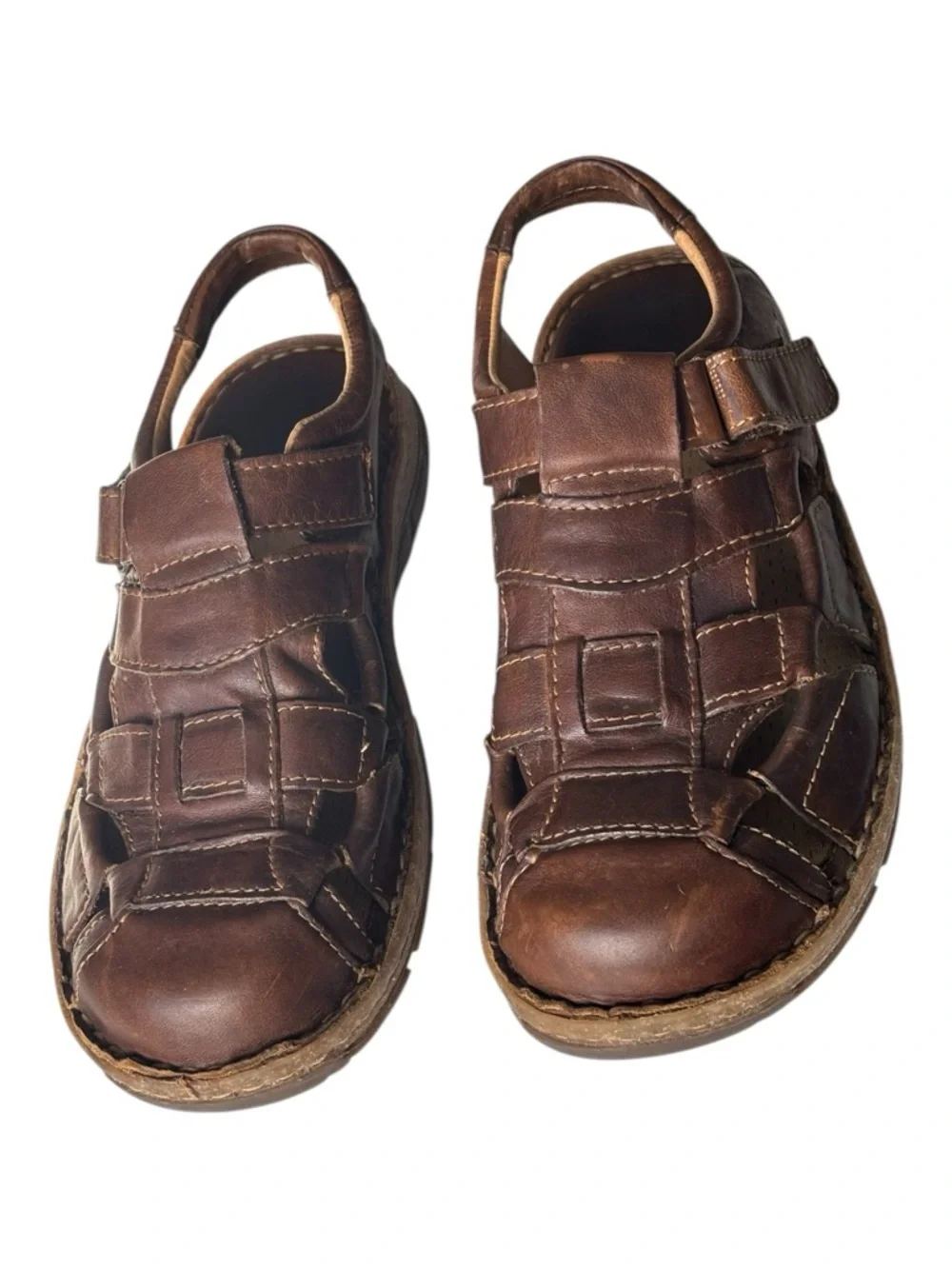 Born Men's Cabot III Brown Amber Leather Fisherman Sandals NWOB | 11 (44 Euro)